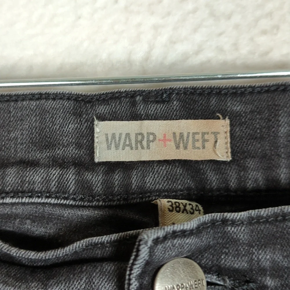 Warp + Weft Men's Black Flex Skinny‎ Denim Jeans 38 X 34